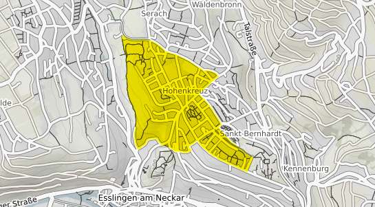 Immobilienpreisekarte Esslingen am Neckar Hohenkreuz